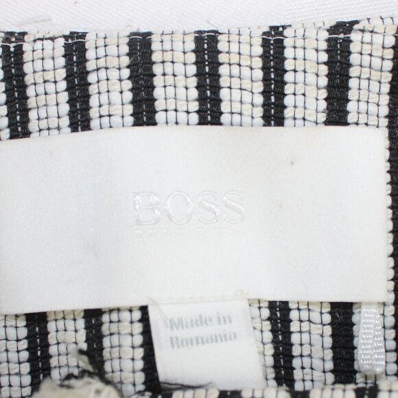 Hugo Boss Komina Black & White Striped Cropped Jacket Frayed Hem Jacket - Picture 7 of 7